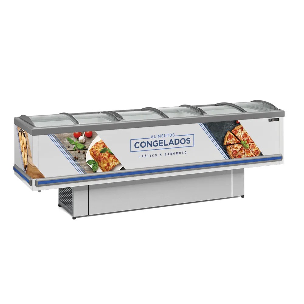 Expositor Ilha GESV-190 C vidro curvo deslizante branco