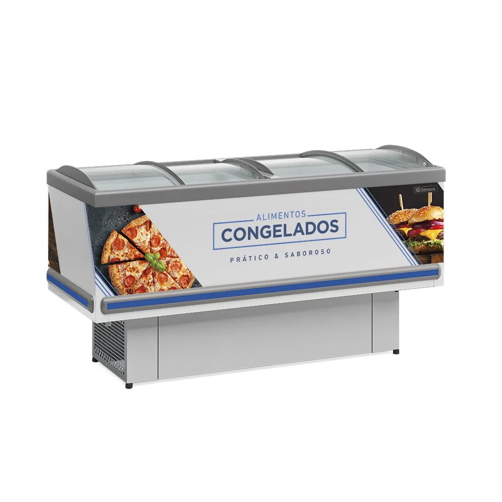 Expositor Ilha GESV-290 C vidro curvo deslizante branco