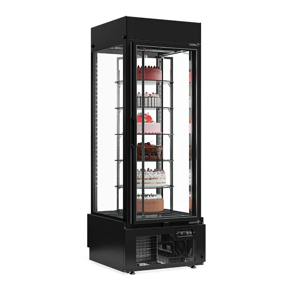 Vitrine Giratória GEVG-075 preta com bolos